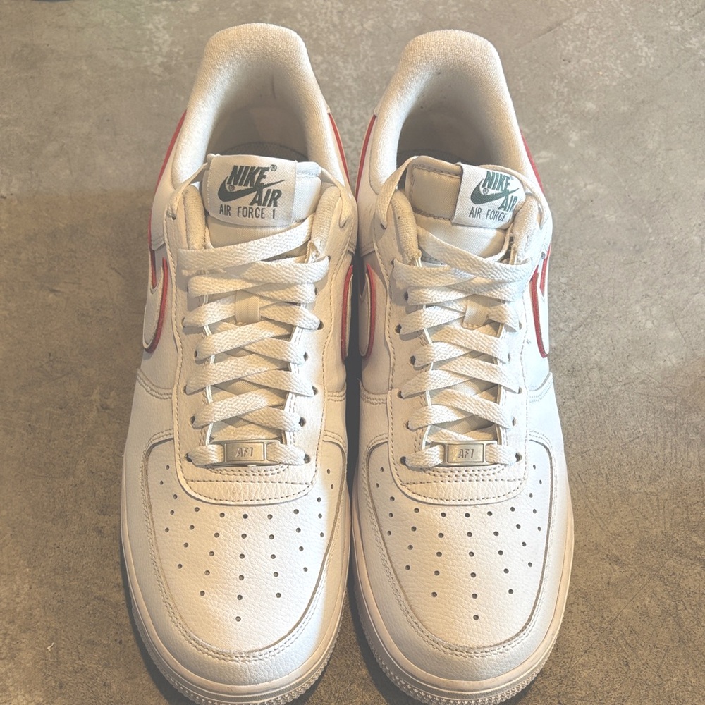 Nike Air Force 1 White Noble Green Metallic Silver University Red